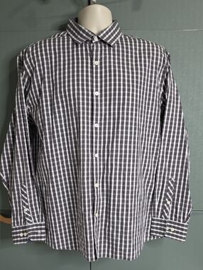 759 Original Penguin Slim Fit Dress Shirt Brown Gingham Plaid 17 34/35